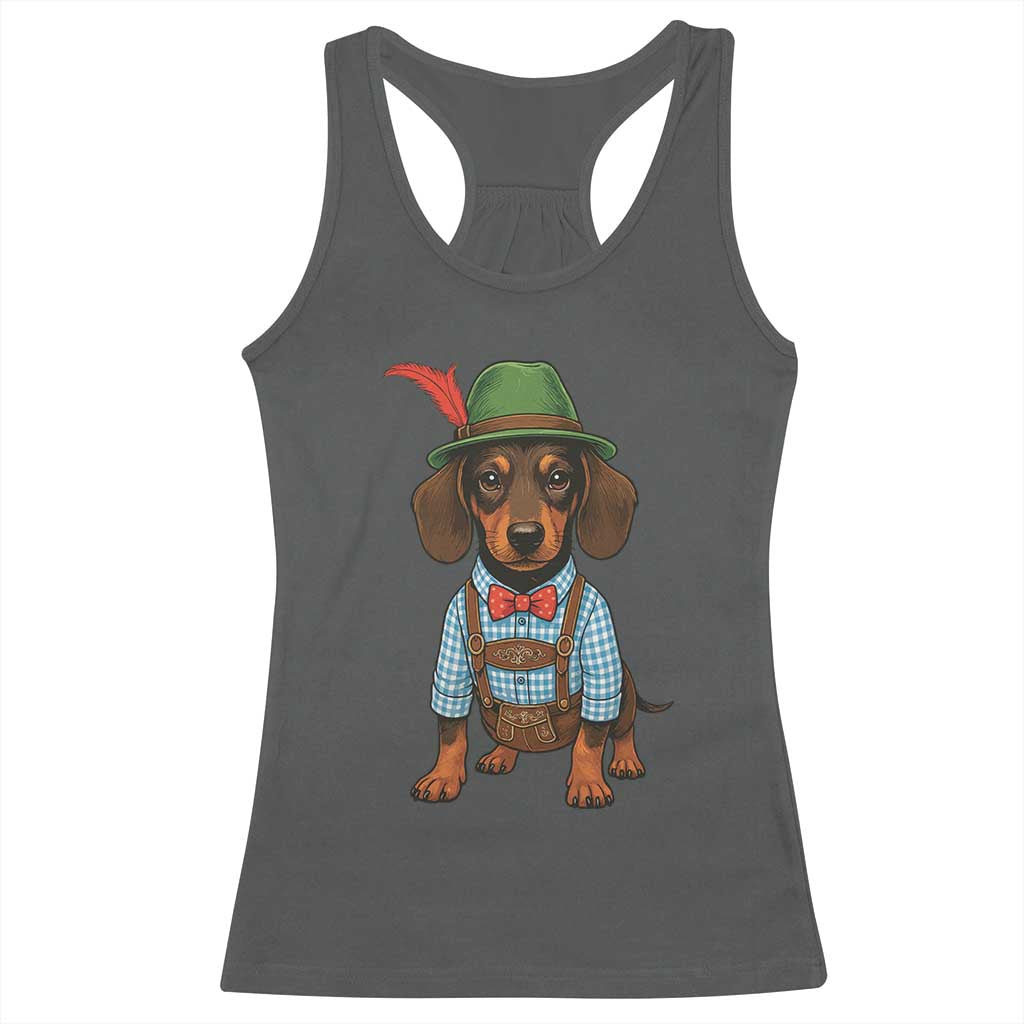 Oktoberfest Dachshund Cute Wiener Dog German Festival Racerback Tank Top TS11 Dark Heather Print Your Wear