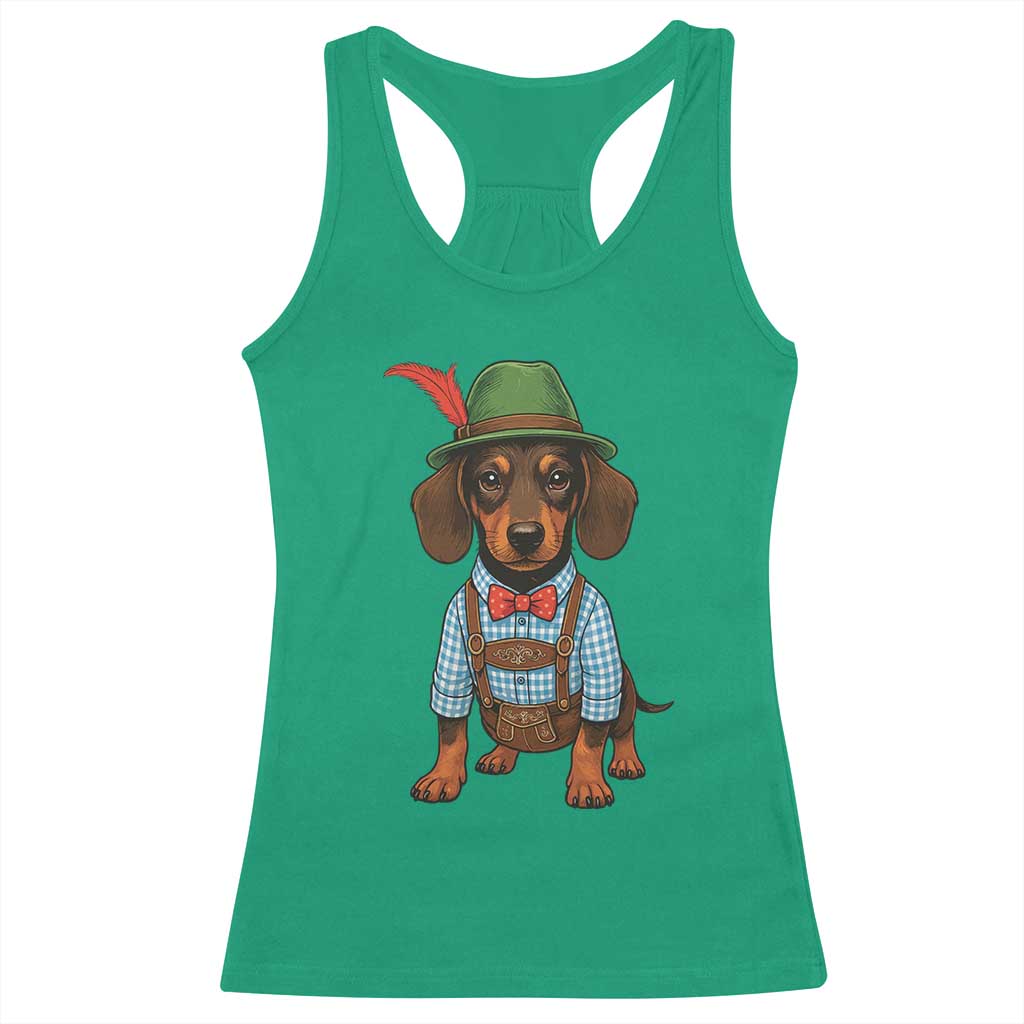 Oktoberfest Dachshund Cute Wiener Dog German Festival Racerback Tank Top TS11 Irish Green Print Your Wear