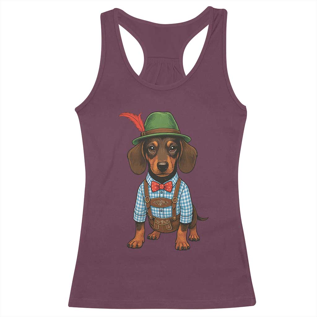 Oktoberfest Dachshund Cute Wiener Dog German Festival Racerback Tank Top TS11 Maroon Print Your Wear