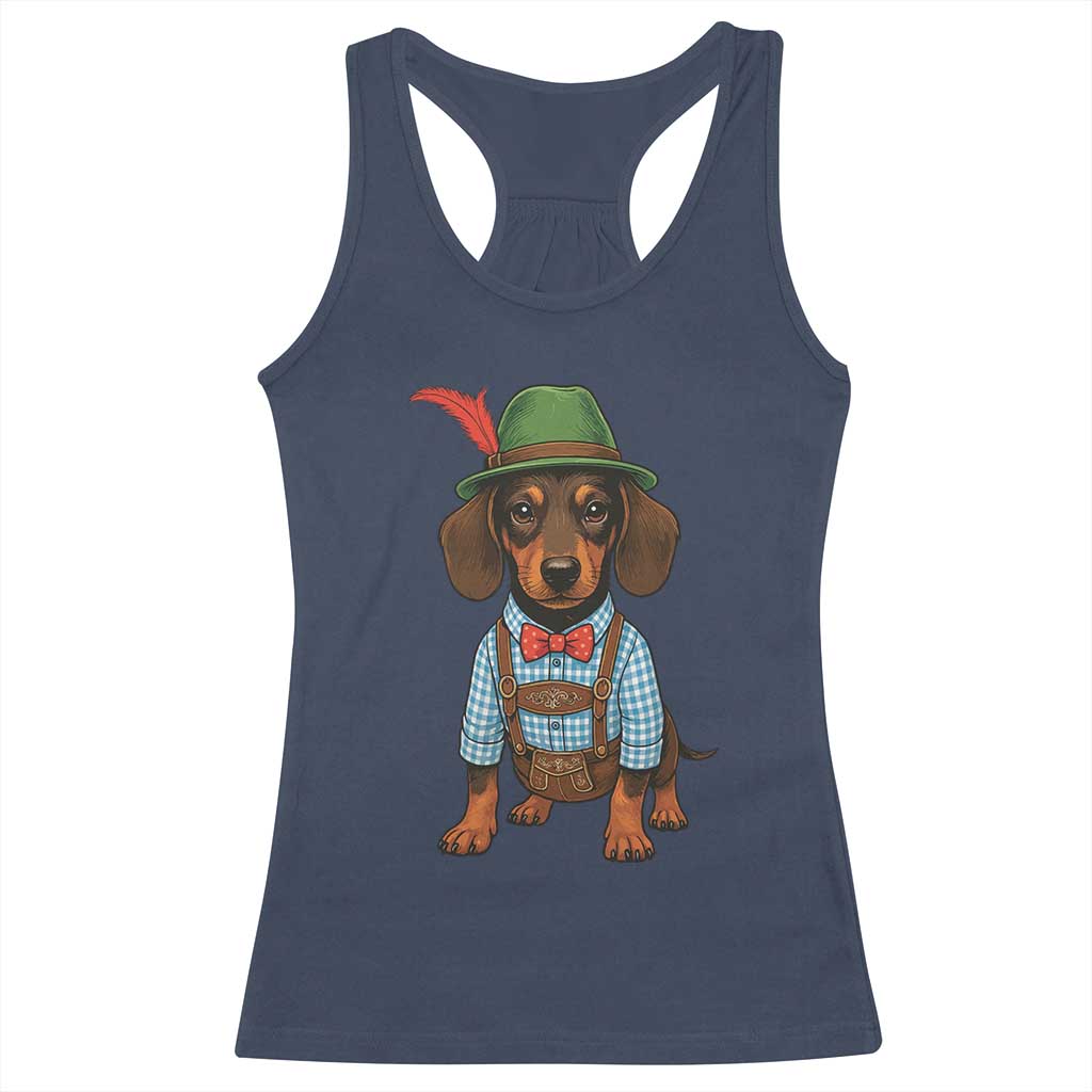 Oktoberfest Dachshund Cute Wiener Dog German Festival Racerback Tank Top TS11 Navy Print Your Wear