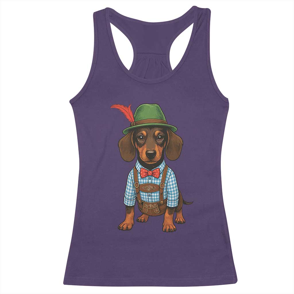 Oktoberfest Dachshund Cute Wiener Dog German Festival Racerback Tank Top TS11 Purple Print Your Wear