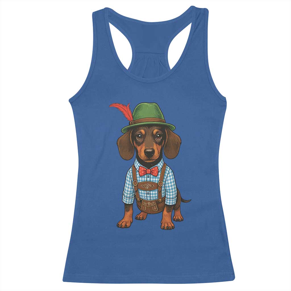 Oktoberfest Dachshund Cute Wiener Dog German Festival Racerback Tank Top TS11 Royal Blue Print Your Wear