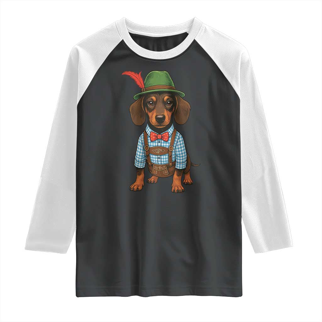 Oktoberfest Dachshund Cute Wiener Dog German Festival Raglan Shirt - Print Your Wear