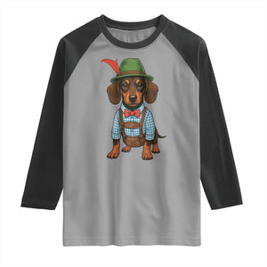 Oktoberfest Dachshund Cute Wiener Dog German Festival Raglan Shirt TS11 Sport Gray Black Print Your Wear