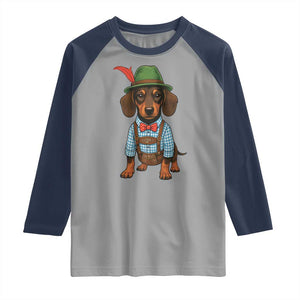 Oktoberfest Dachshund Cute Wiener Dog German Festival Raglan Shirt TS11 Sport Gray Navy Print Your Wear