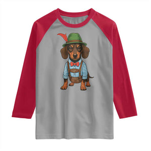 Oktoberfest Dachshund Cute Wiener Dog German Festival Raglan Shirt TS11 Sport Gray Red Print Your Wear