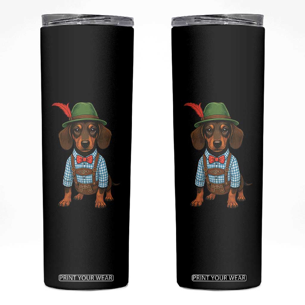 Oktoberfest Dachshund Cute Wiener Dog German Festival Skinny Tumbler TS11 Black Print Your Wear