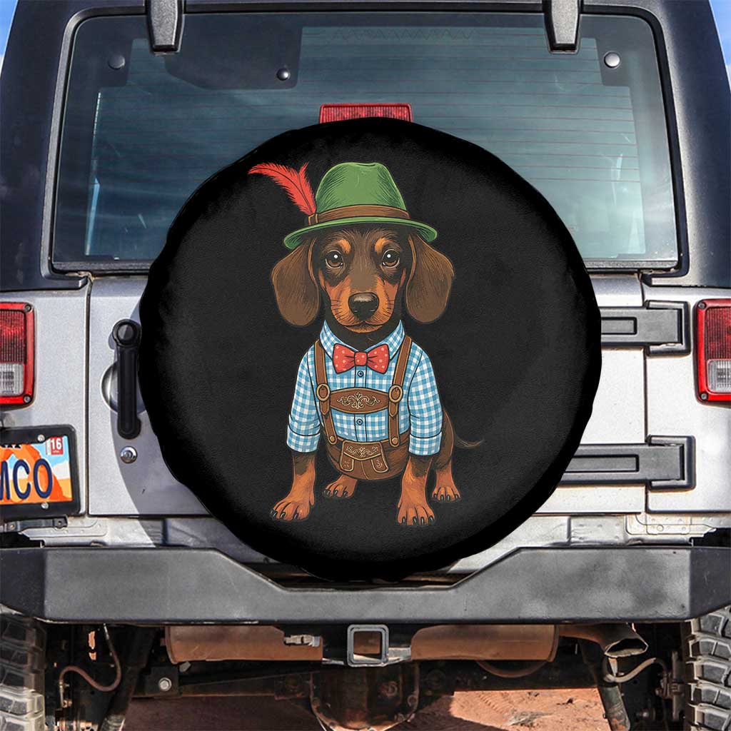 Oktoberfest Dachshund Cute Wiener Dog German Festival Spare Tire Cover TS11 No hole Black Print Your Wear