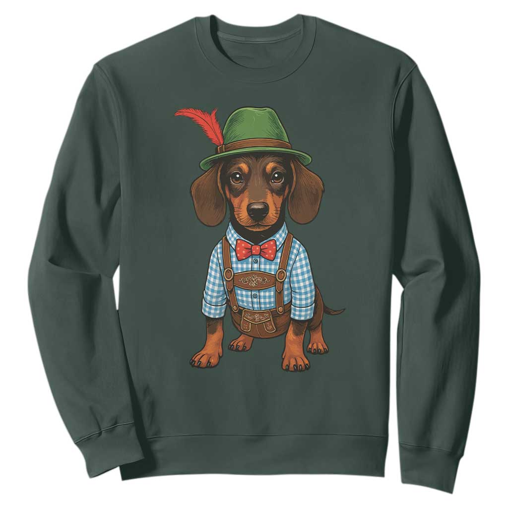 Oktoberfest Dachshund Cute Wiener Dog German Festival Sweatshirt TS11 Dark Forest Green Print Your Wear