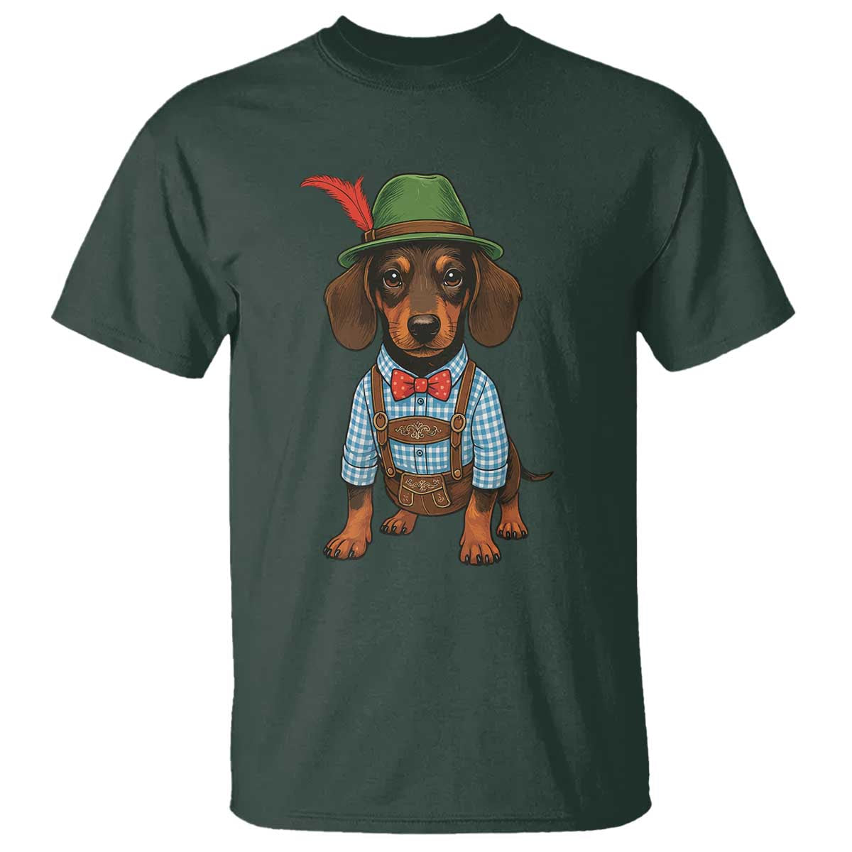 Oktoberfest Dachshund Cute Wiener Dog German Festival T Shirt TS11 Dark Forest Green Print Your Wear