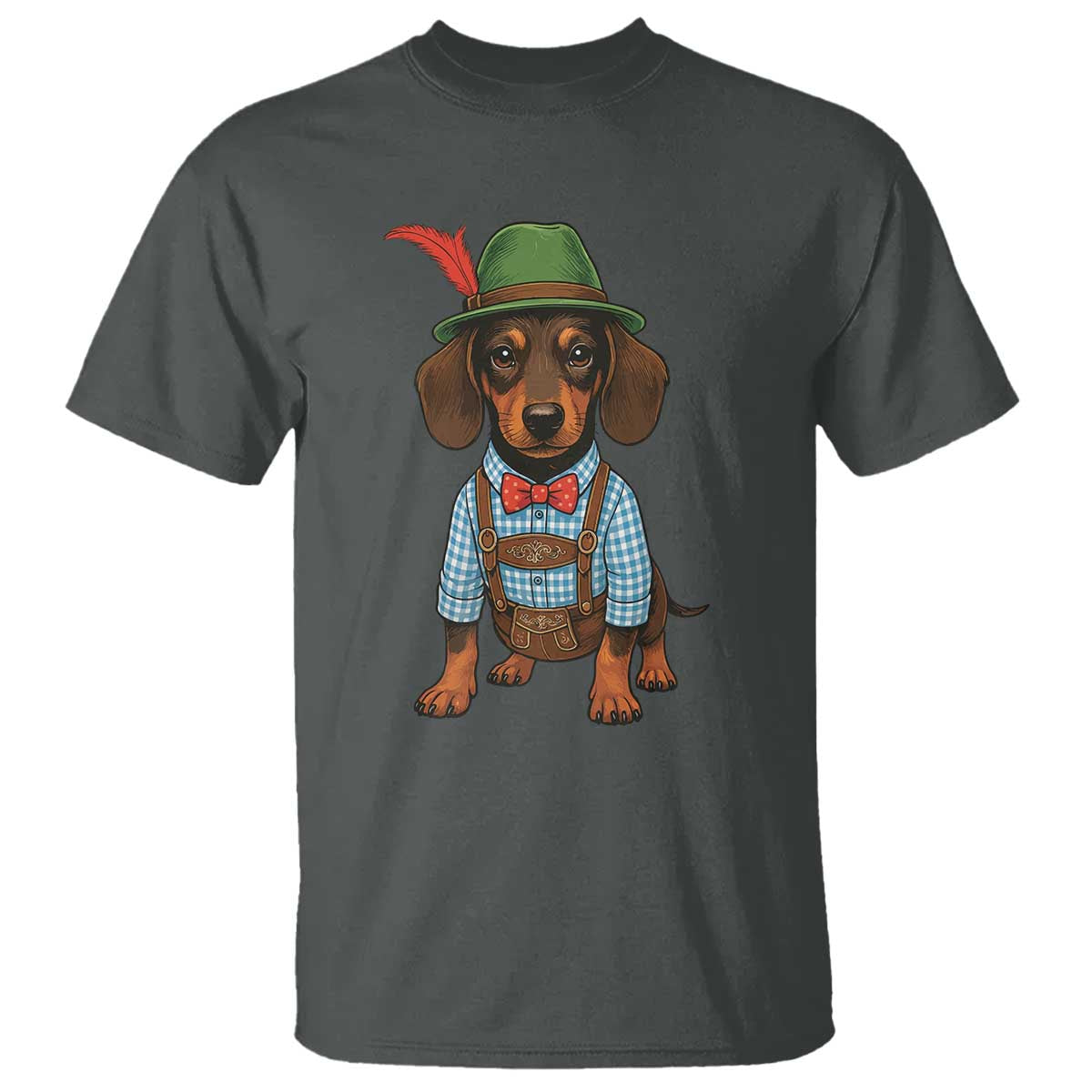 Oktoberfest Dachshund Cute Wiener Dog German Festival T Shirt TS11 Dark Heather Print Your Wear