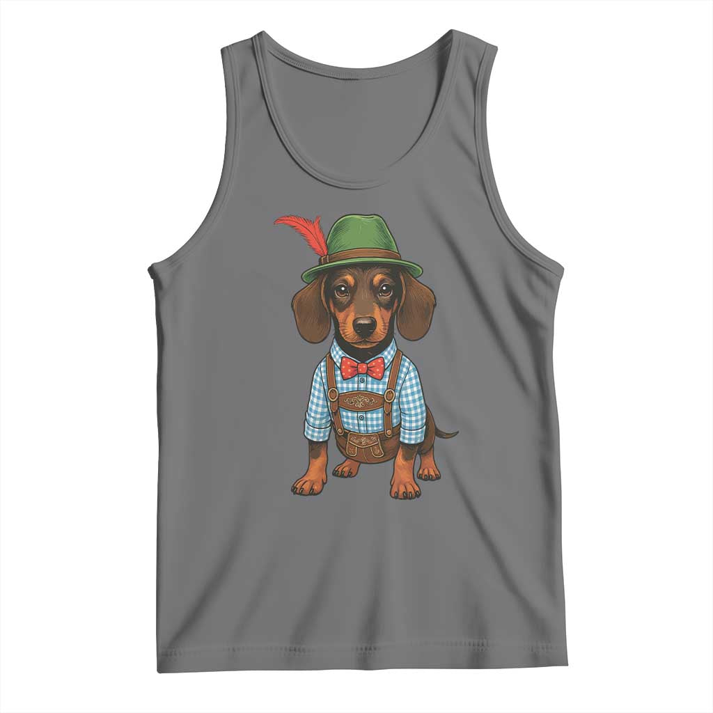 Oktoberfest Dachshund Cute Wiener Dog German Festival Tank Top TS11 Black Heather Print Your Wear
