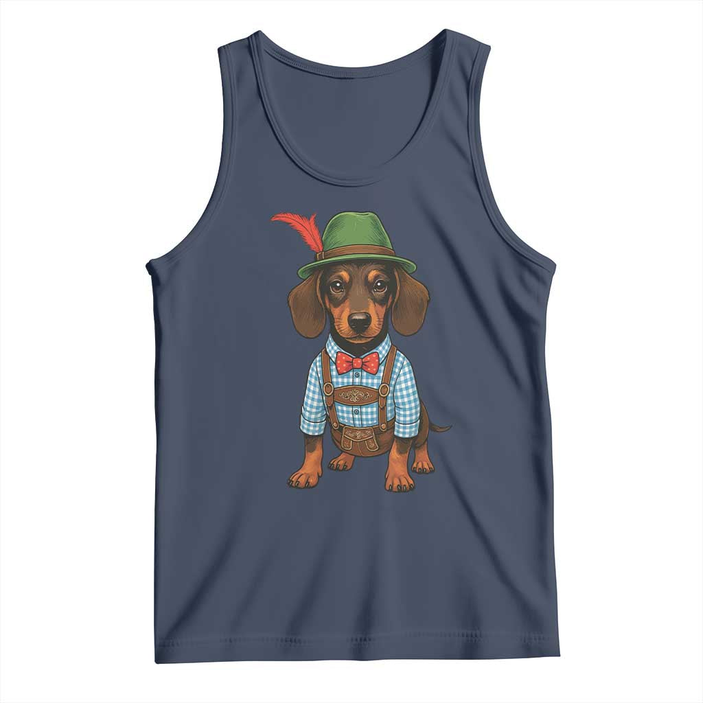 Oktoberfest Dachshund Cute Wiener Dog German Festival Tank Top TS11 Navy Print Your Wear