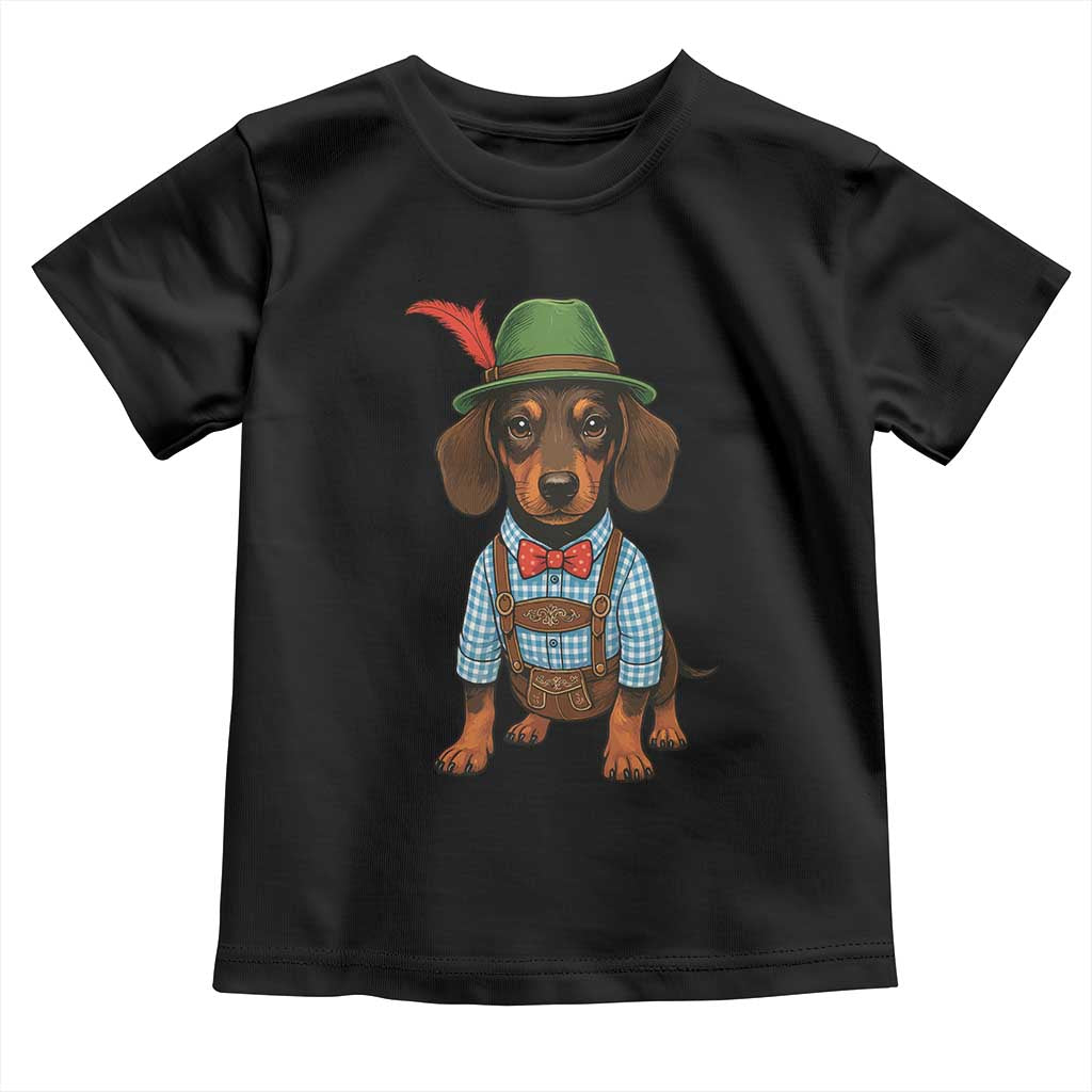 Oktoberfest Dachshund Cute Wiener Dog German Festival Toddler T Shirt TS11 Black Print Your Wear
