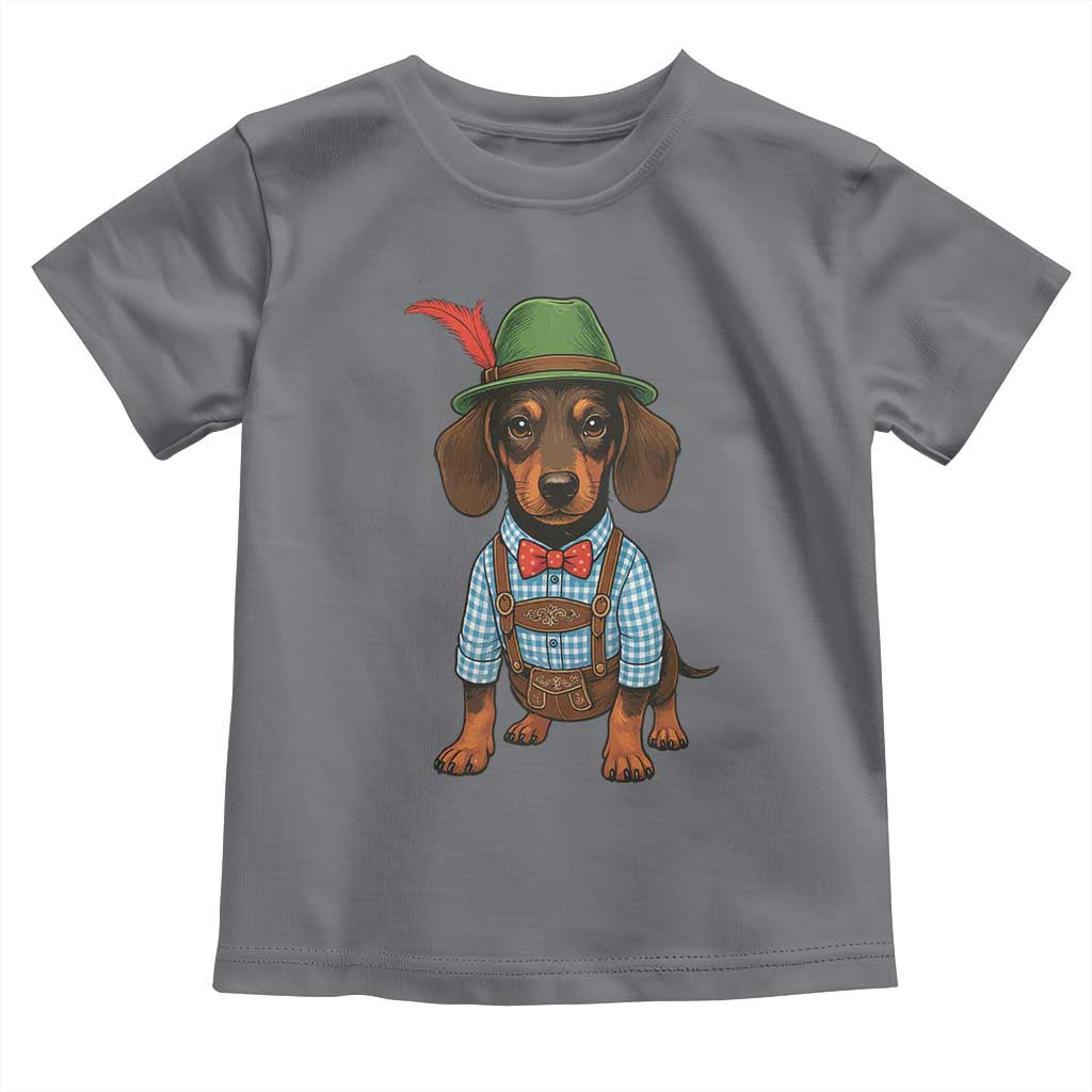 Oktoberfest Dachshund Cute Wiener Dog German Festival Toddler T Shirt TS11 Charcoal Print Your Wear