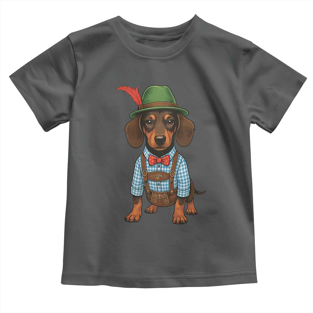 Oktoberfest Dachshund Cute Wiener Dog German Festival Toddler T Shirt TS11 Dark Heather Print Your Wear