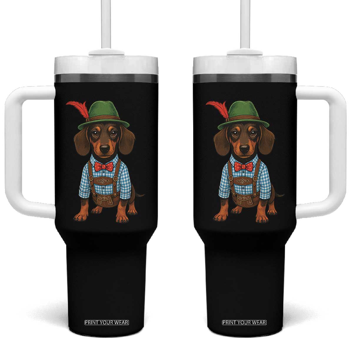Oktoberfest Dachshund Cute Wiener Dog German Festival Tumbler With Handle TS11 One Size: 40 oz Black Print Your Wear