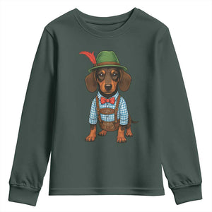 Oktoberfest Dachshund Cute Wiener Dog German Festival Youth Sweatshirt TS11 Dark Forest Green Print Your Wear