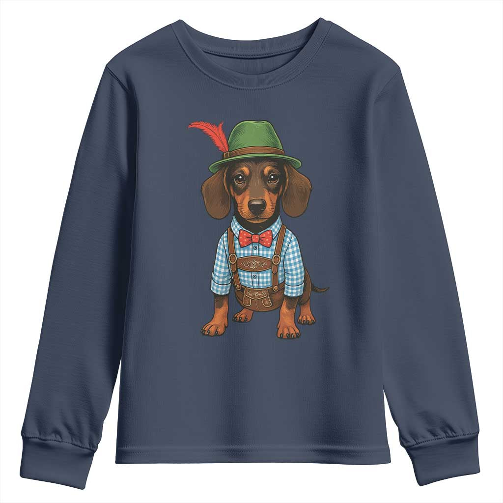 Oktoberfest Dachshund Cute Wiener Dog German Festival Youth Sweatshirt TS11 Navy Print Your Wear