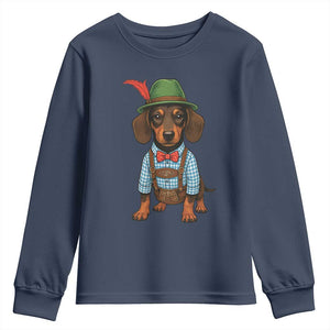 Oktoberfest Dachshund Cute Wiener Dog German Festival Youth Sweatshirt TS11 Navy Print Your Wear