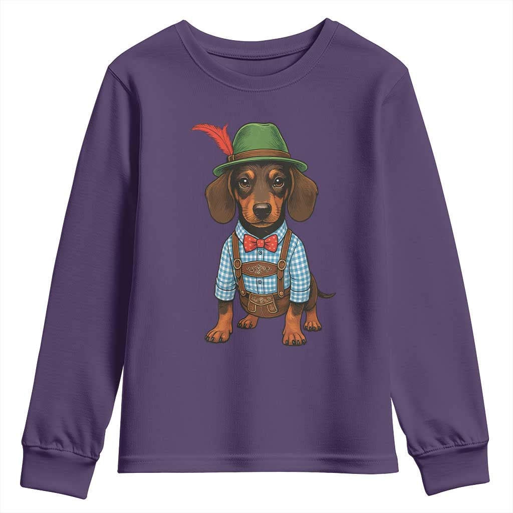 Oktoberfest Dachshund Cute Wiener Dog German Festival Youth Sweatshirt TS11 Purple Print Your Wear