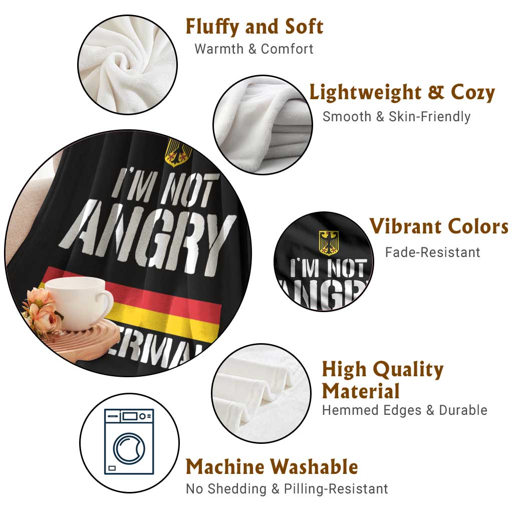 Funny I Am Not Angry I Am German Throw Blanket Germany Flag German American TS11 Print Your Wear
