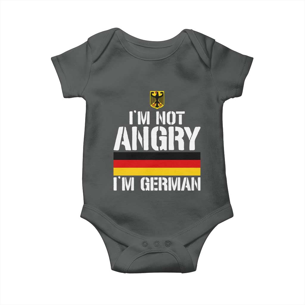 Funny I Am Not Angry I Am German Baby Onesie Germany Flag German American TS11 Dark Heather Print Your Wear