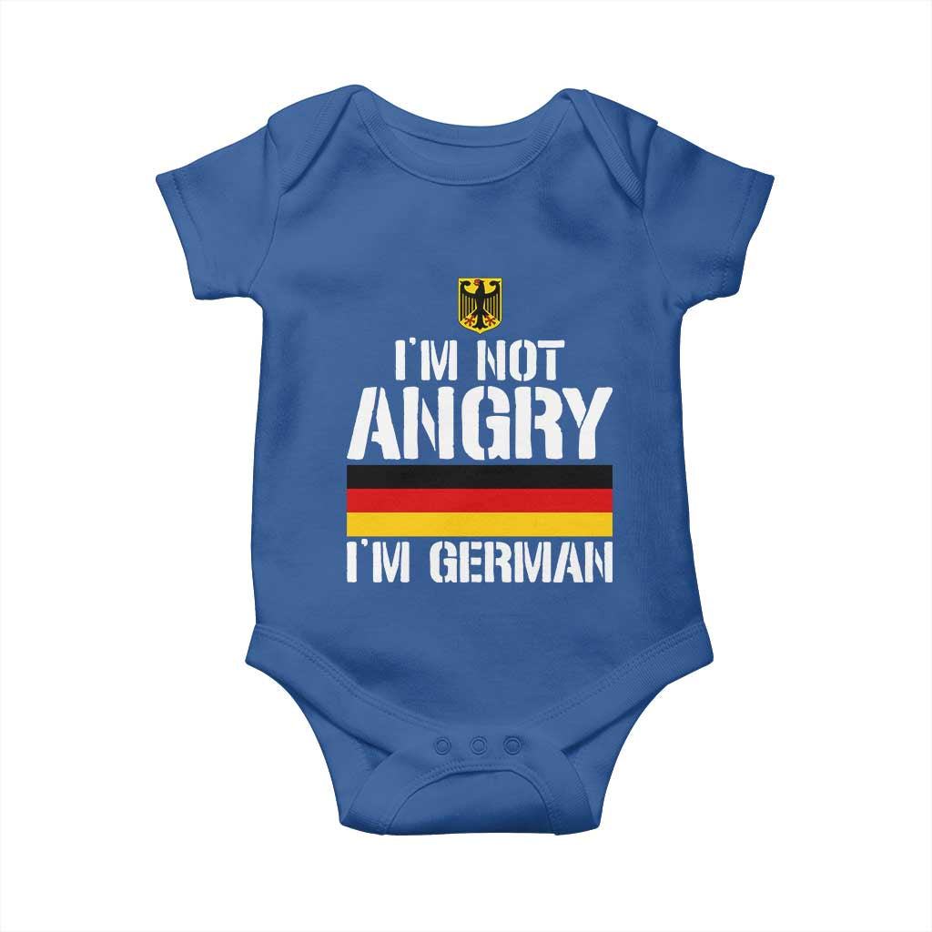 Funny I Am Not Angry I Am German Baby Onesie Germany Flag German American TS11 Royal Blue Print Your Wear