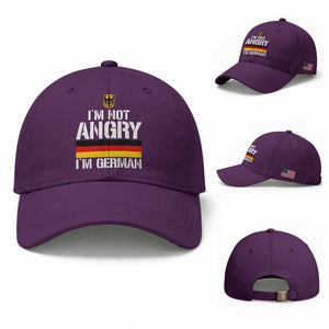 Funny I Am Not Angry I Am German Baseball Cap Germany Flag German American TS11 Baseball Cap Universal Fit Purple Print Your Wear