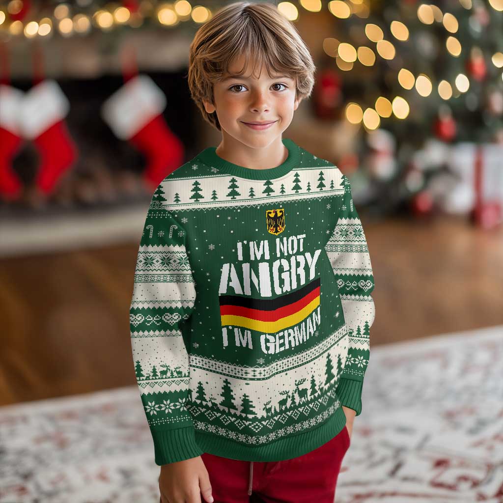 Funny I Am Not Angry I Am German Ugly Christmas Sweater Germany Flag German American TS11 Forest Green Beige Print Your Wear