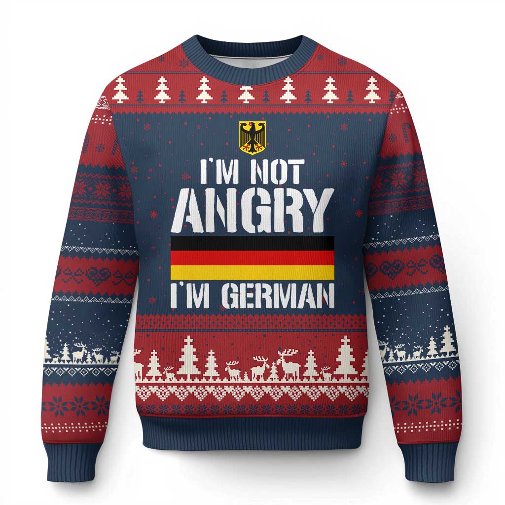 Funny I Am Not Angry I Am German Ugly Christmas Sweater Germany Flag German American TS11 Navy Red Print Your Wear