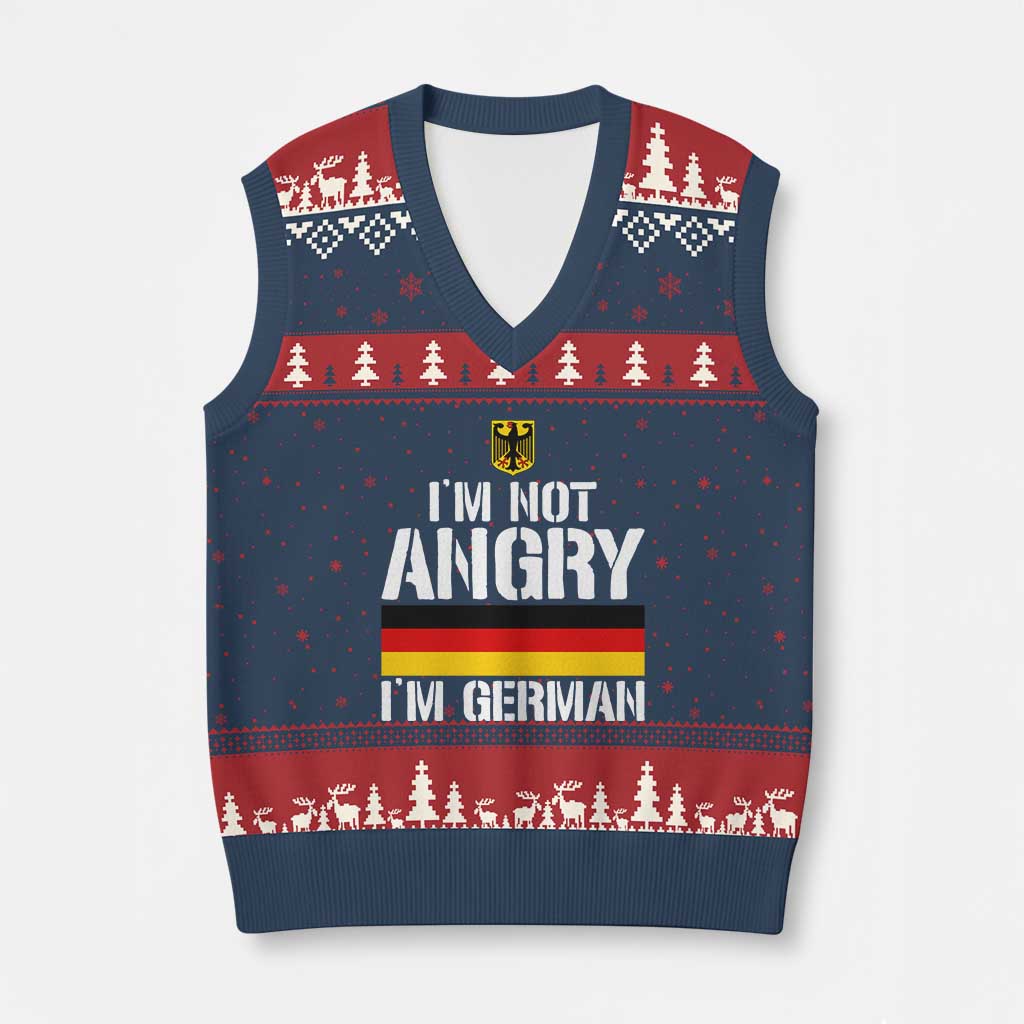 Funny I Am Not Angry I Am German V-Neck Knit Sweater Vest Germany Flag German American TS11 Navy Red Print Your Wear