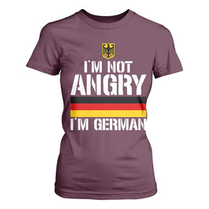 Funny I Am Not Angry I Am German T Shirt For Women Germany Flag German American TS11 Maroon Print Your Wear