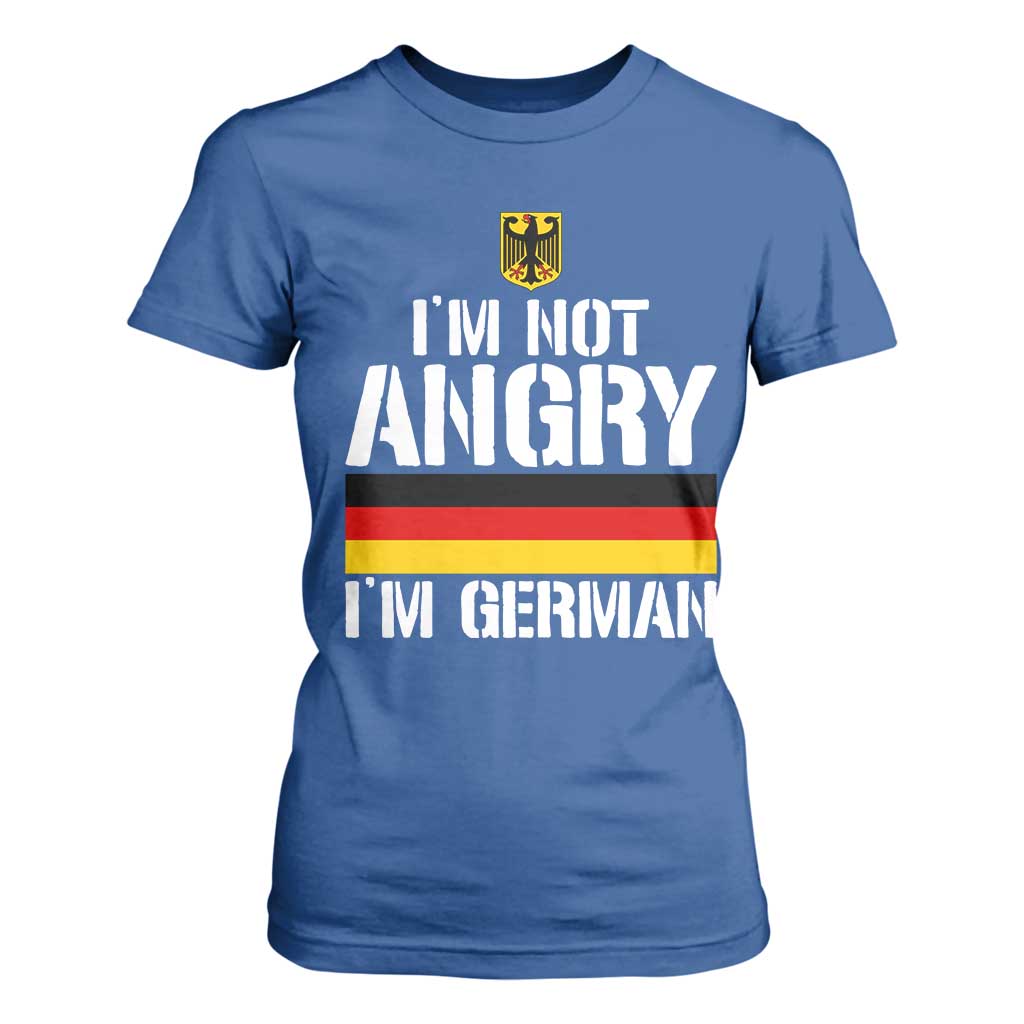 Funny I Am Not Angry I Am German T Shirt For Women Germany Flag German American TS11 Royal Blue Print Your Wear