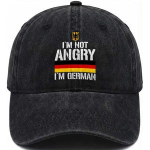 Funny I Am Not Angry I Am German Washed Cotton Baseball Cap Germany Flag German American TS11 Print Your Wear