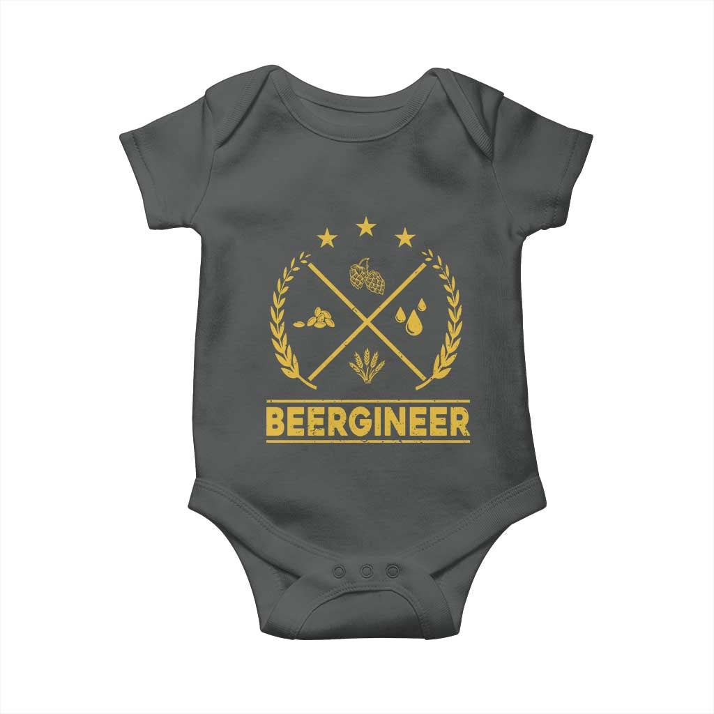 Funny Beergineer Baby Onesie Homebrew Craft Beer Drinking Lover TS11 Dark Heather Print Your Wear