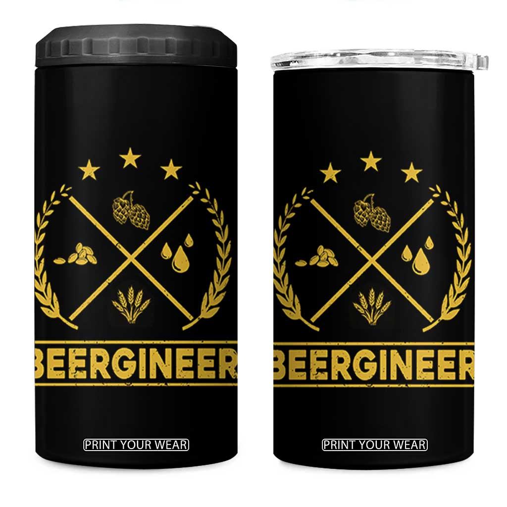 Funny Beergineer 4 in 1 Can Cooler Tumbler Homebrew Craft Beer Drinking Lover TS11 One Size: 16 oz Black Print Your Wear