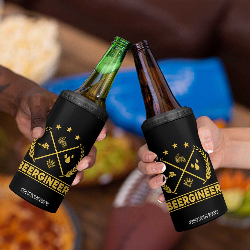 Funny Beergineer 4 in 1 Can Cooler Tumbler Homebrew Craft Beer Drinking Lover TS11 Print Your Wear