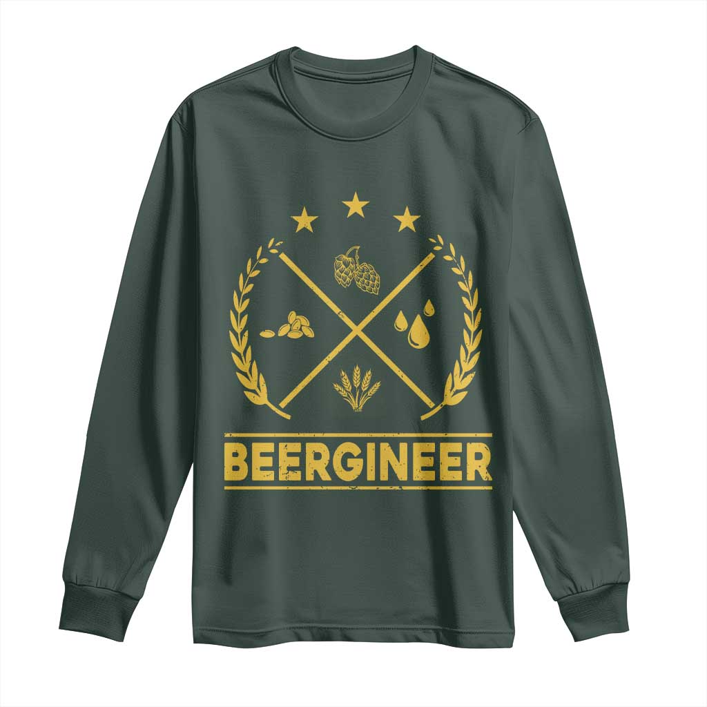Funny Beergineer Long Sleeve Shirt Homebrew Craft Beer Drinking Lover TS11 Dark Forest Green Print Your Wear