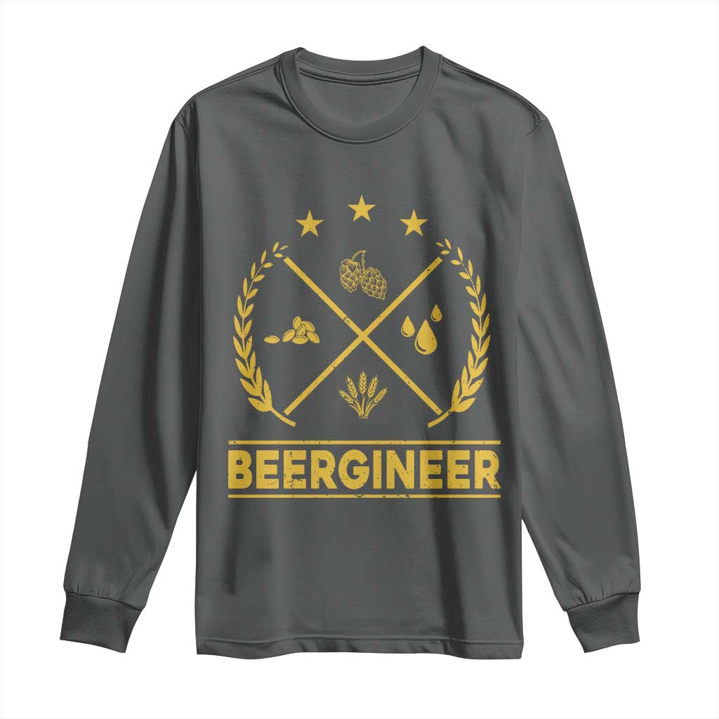 Funny Beergineer Long Sleeve Shirt Homebrew Craft Beer Drinking Lover TS11 Dark Heather Print Your Wear