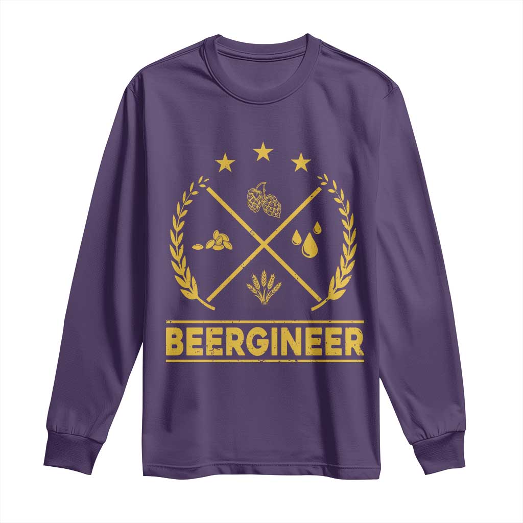Funny Beergineer Long Sleeve Shirt Homebrew Craft Beer Drinking Lover TS11 Purple Print Your Wear
