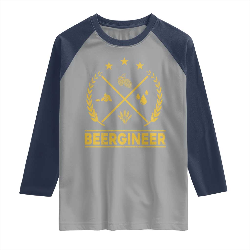 Funny Beergineer Raglan Shirt Homebrew Craft Beer Drinking Lover TS11 Sport Gray Navy Print Your Wear