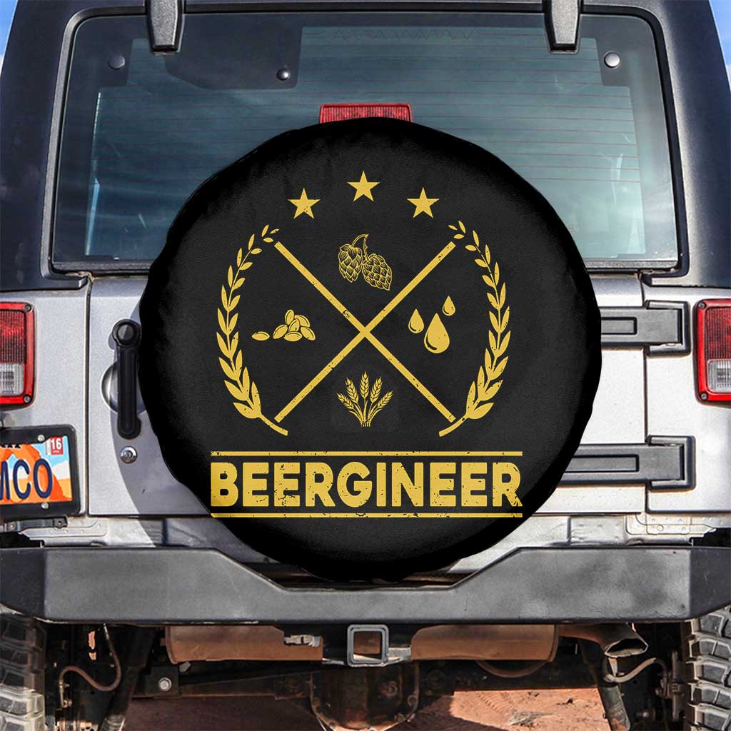 Funny Beergineer Spare Tire Cover Homebrew Craft Beer Drinking Lover TS11 No hole Black Print Your Wear