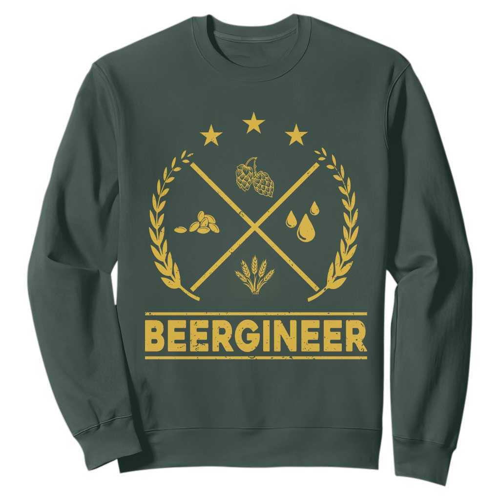 Funny Beergineer Sweatshirt Homebrew Craft Beer Drinking Lover TS11 Dark Forest Green Print Your Wear