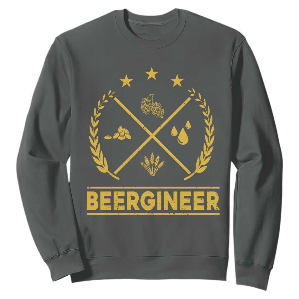 Funny Beergineer Sweatshirt Homebrew Craft Beer Drinking Lover TS11 Dark Heather Print Your Wear