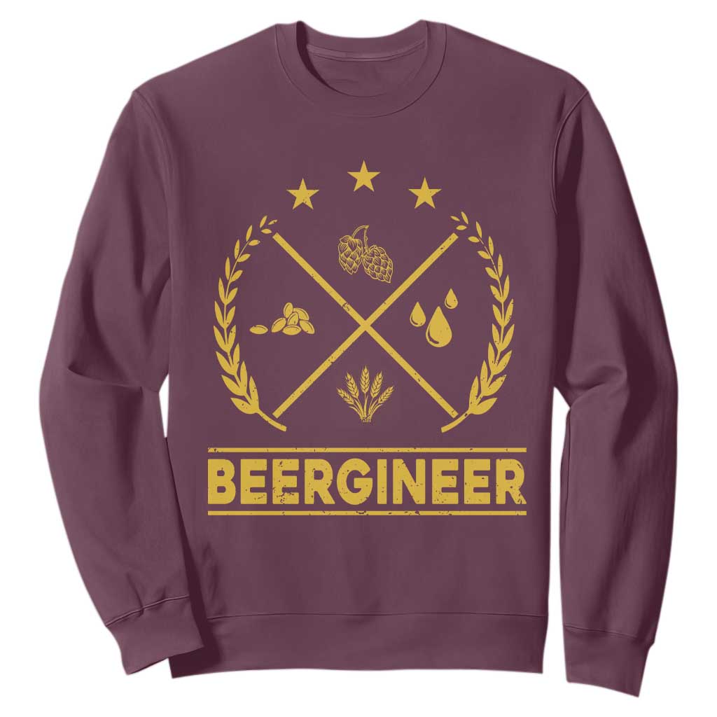 Funny Beergineer Sweatshirt Homebrew Craft Beer Drinking Lover TS11 Maroon Print Your Wear