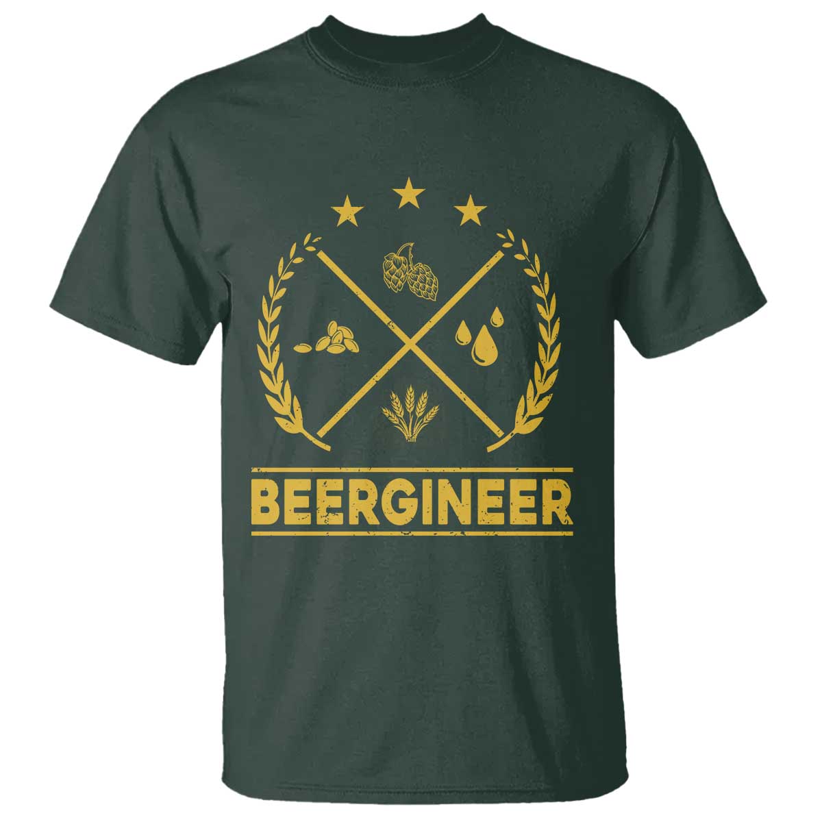 Funny Beergineer T Shirt Homebrew Craft Beer Drinking Lover TS11 Dark Forest Green Print Your Wear