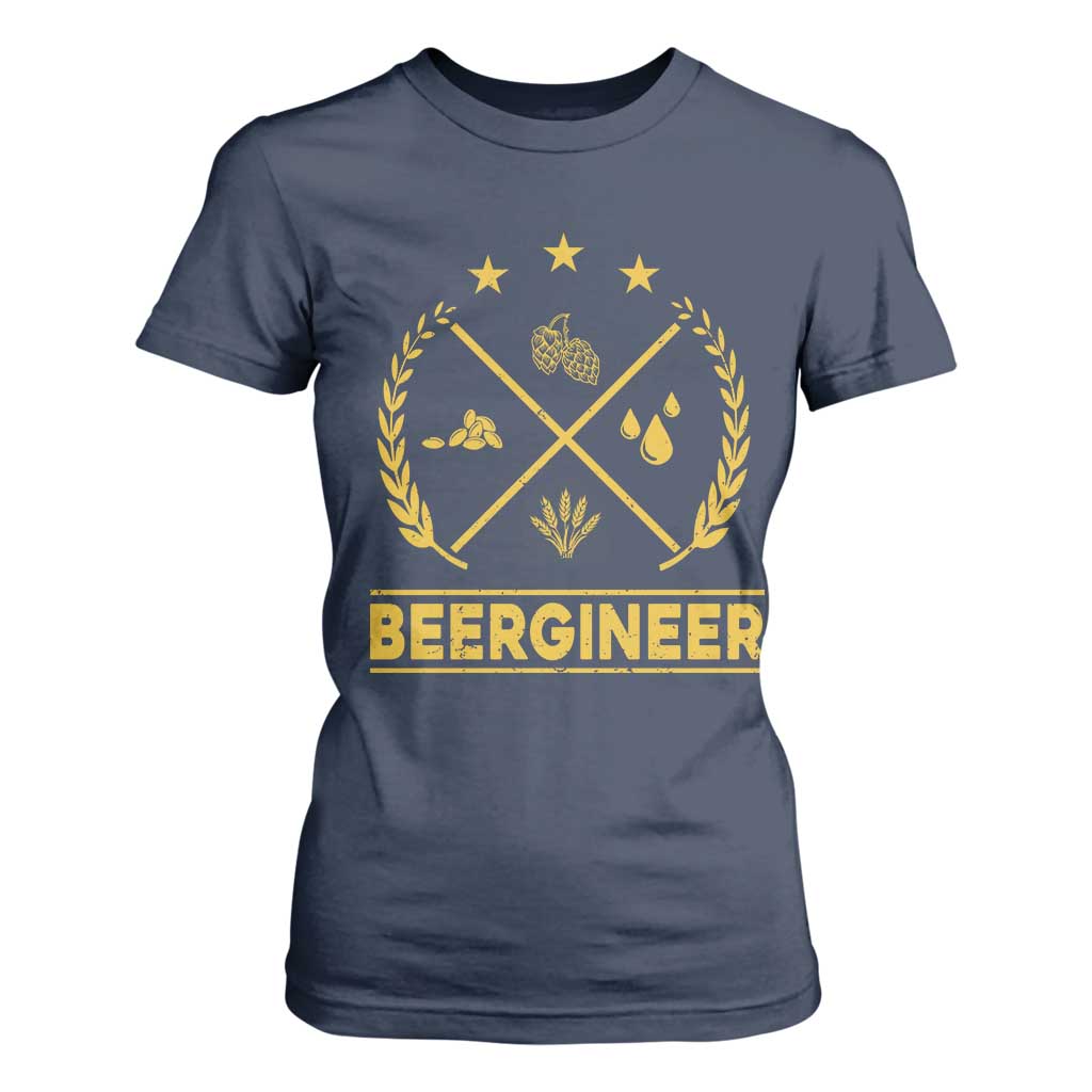 Funny Beergineer T Shirt For Women Homebrew Craft Beer Drinking Lover TS11 Navy Print Your Wear