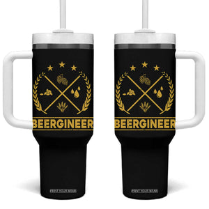 Funny Beergineer Tumbler With Handle Homebrew Craft Beer Drinking Lover TS11 One Size: 40 oz Black Print Your Wear
