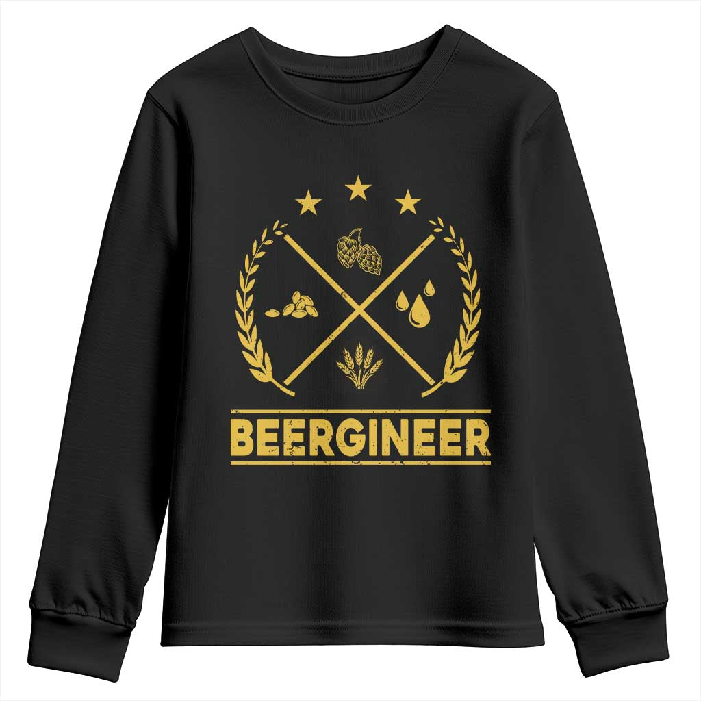 Funny Beergineer Youth Sweatshirt Homebrew Craft Beer Drinking Lover TS11 Black Print Your Wear